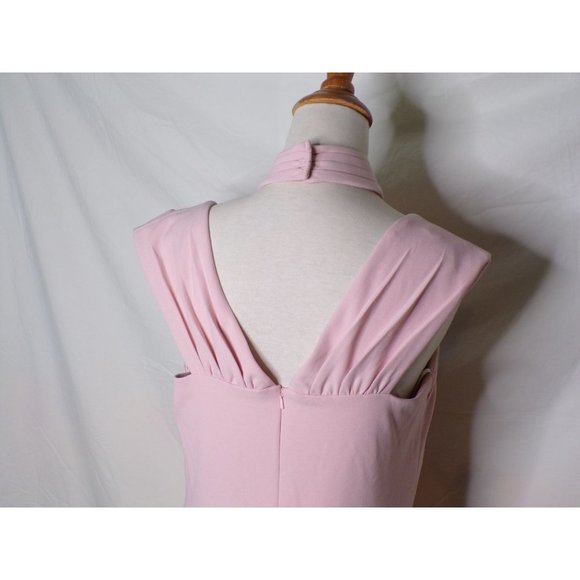 TADASHI SHOJI Cap Sleeve Cross Neck Trumpet Gown Dress Dusty Rose Large 10-12 - Picture 11 of 12
